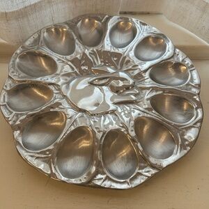 Metal Bunny Deviled Egg Plate, Hecho en Mexico, Rabbit Serving Platter, Easter